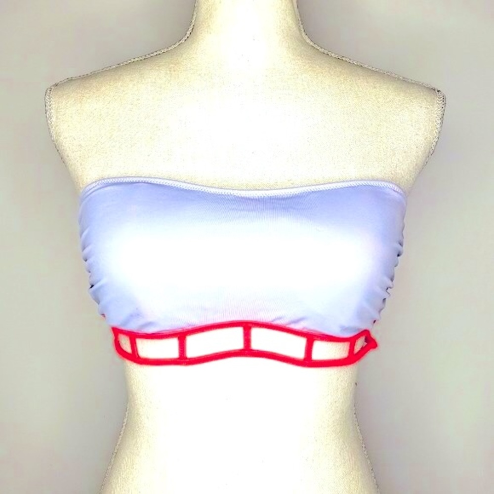 Victoria's Secret Fish Net Strapless Bikini Top L